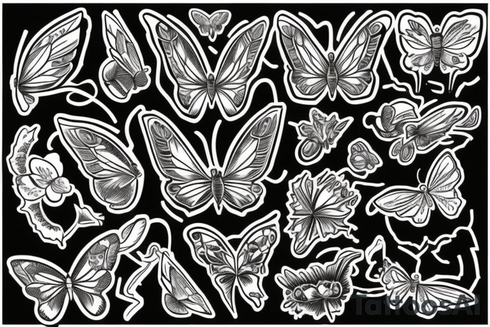 Butterfly in dark style tattoo idea