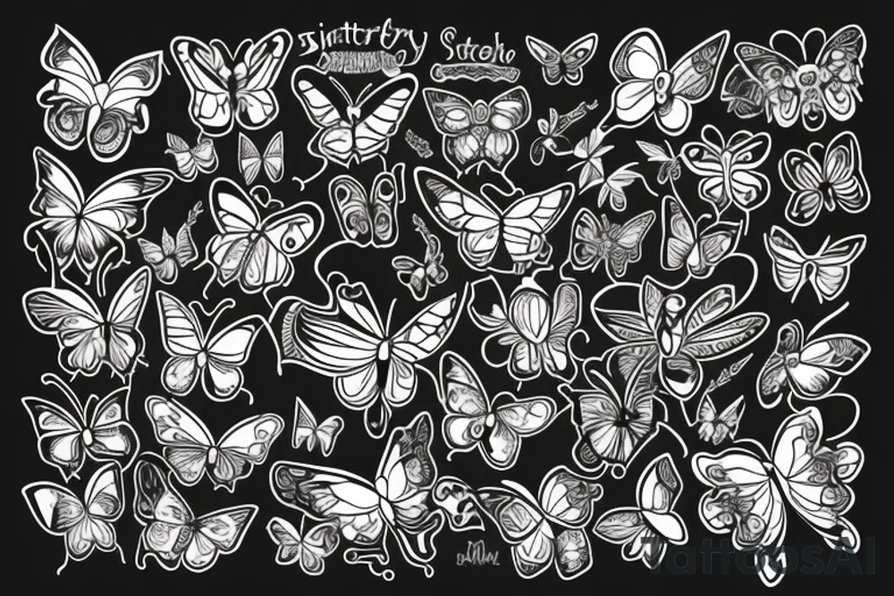 Butterfly in dark style tattoo idea