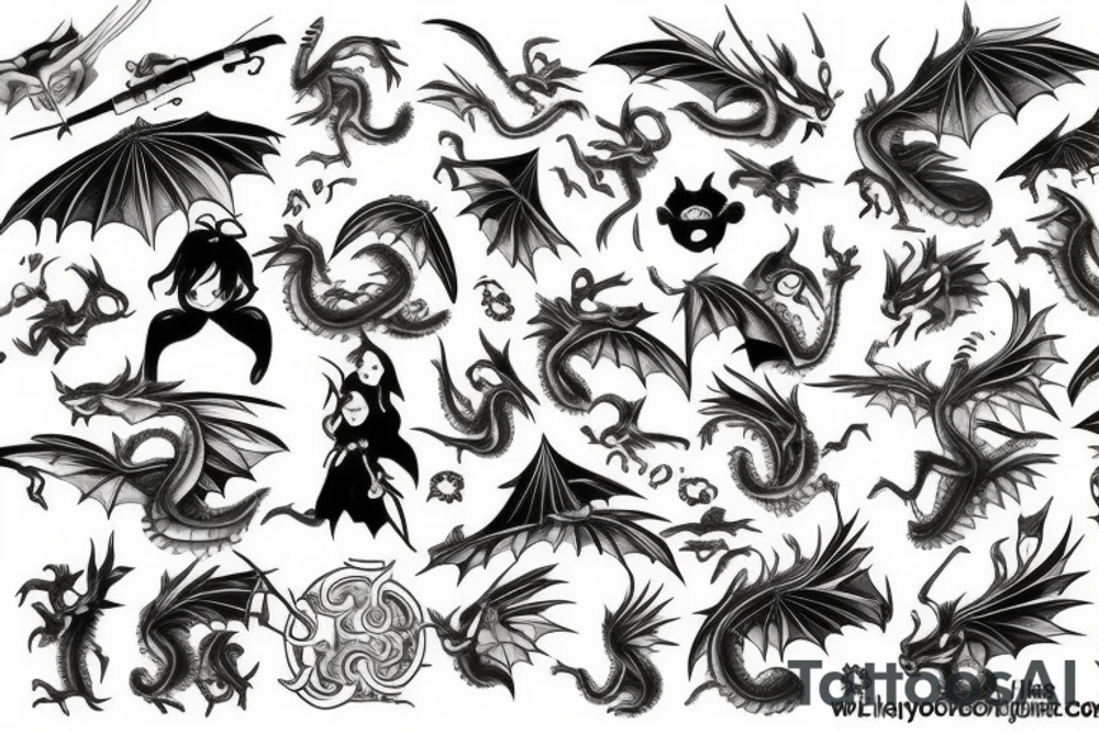 Flying dragon tattoo idea