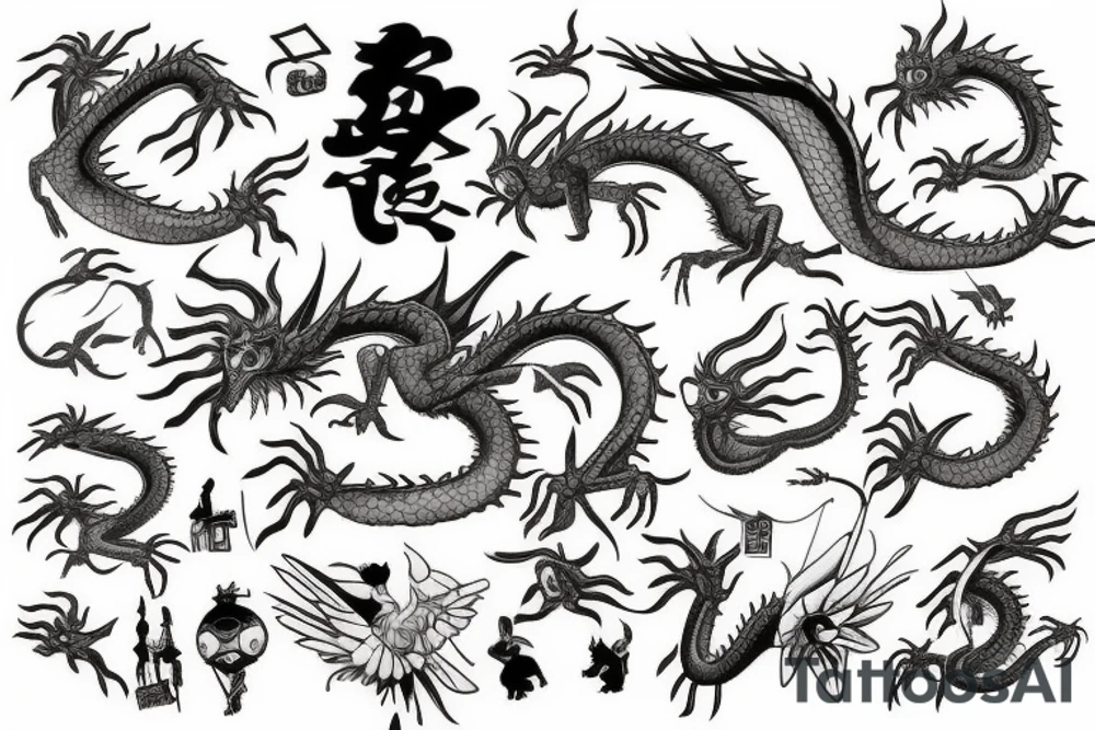 Flying dragon tattoo idea