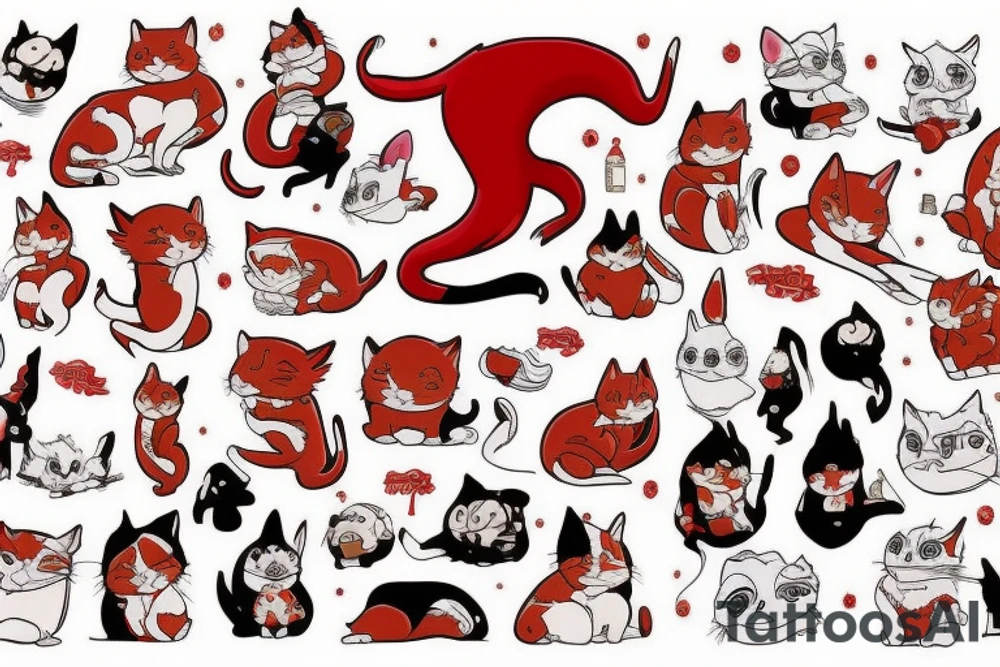Red cat tattoo idea