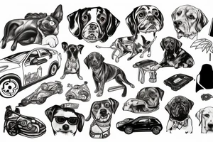 dog drive a car in the desert tattoo idea