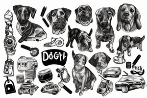 dog drive a car in the desert tattoo idea