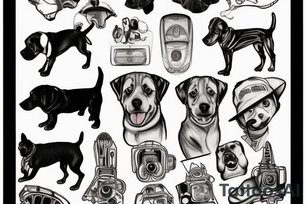 A dog that drives a car in the desert tattoo idea