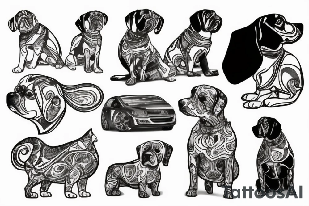 A dog that drives a car tattoo idea