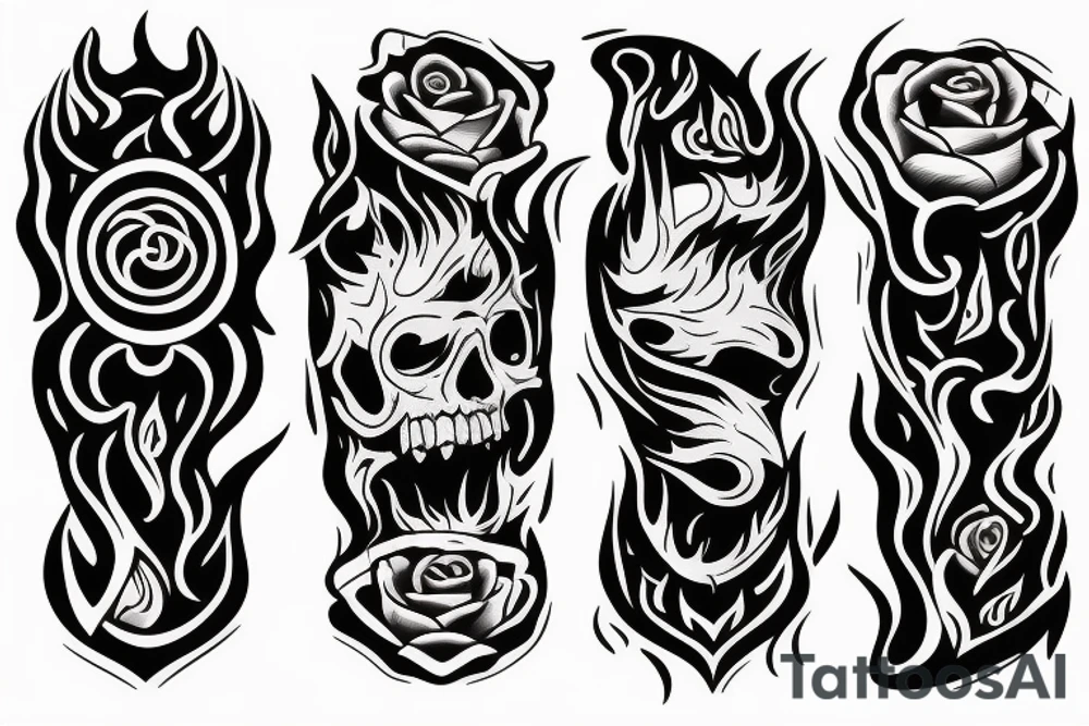 Steel knife on fire tattoo idea