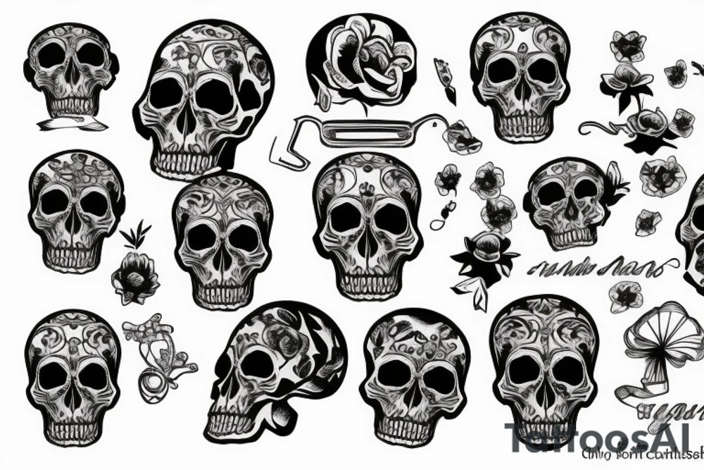 skull on the table tattoo idea