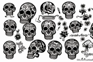 skull on the table tattoo idea