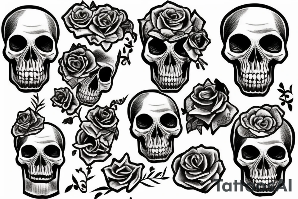 skull on the table tattoo idea