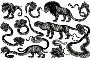 lion with a python tattoo idea