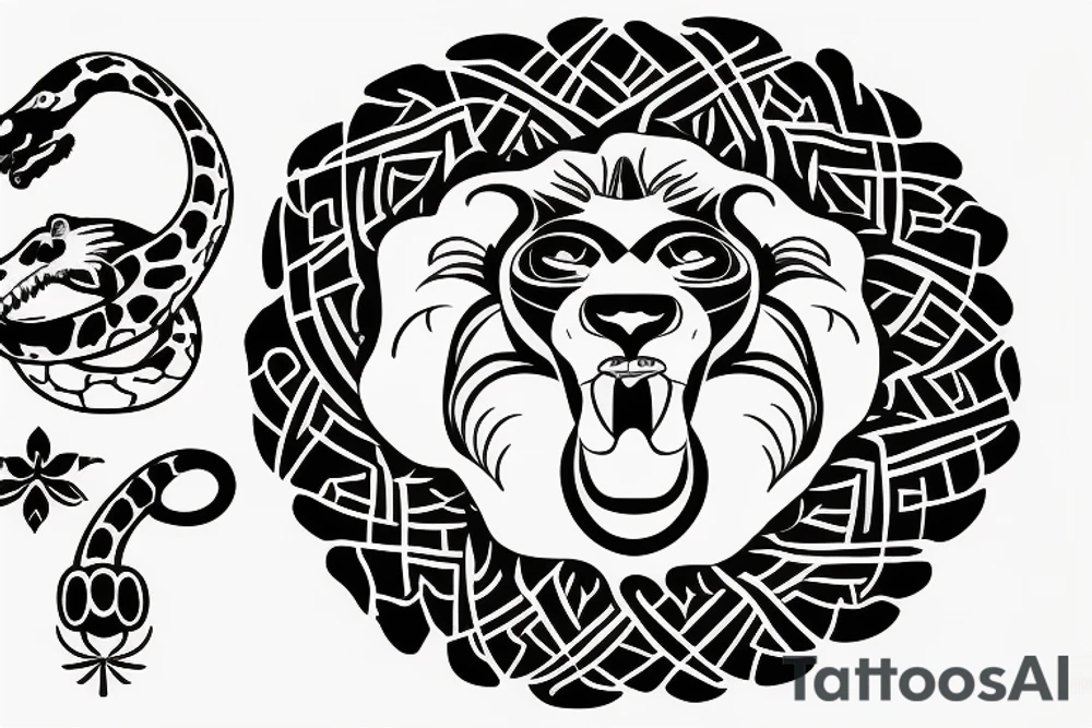 lion with a python tattoo idea
