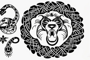 lion with a python tattoo idea