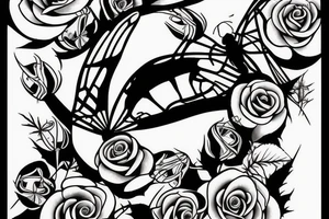 Black widow spider with roses and thorns tattoo idea