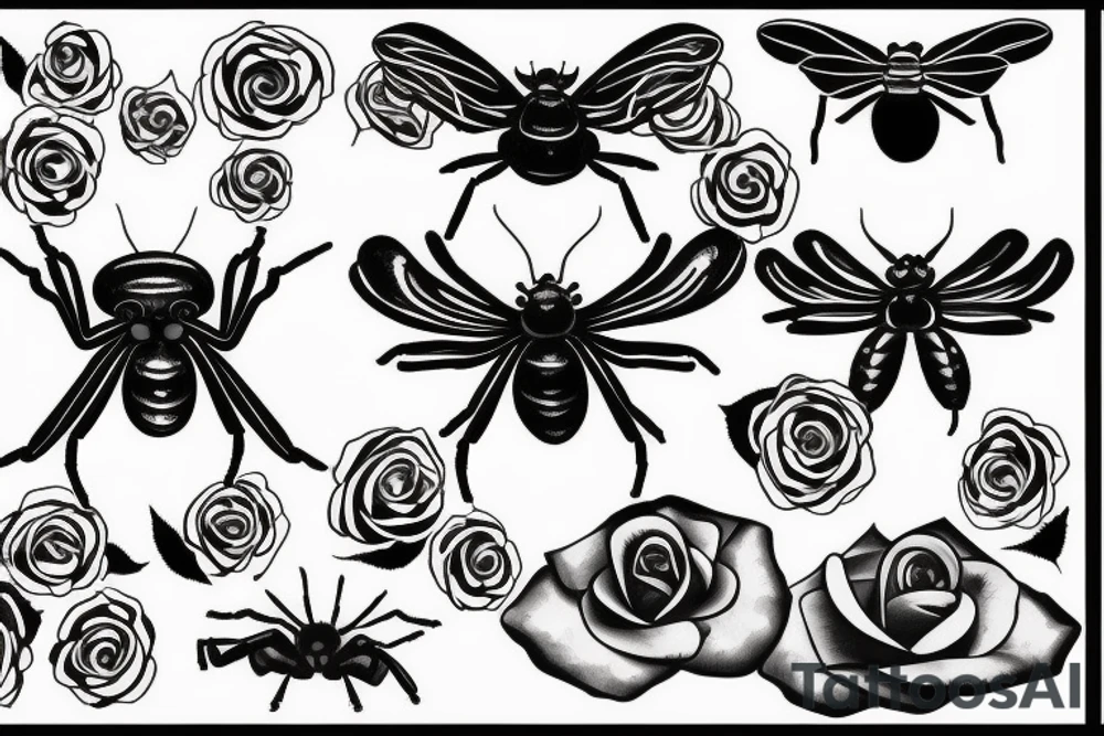 Black widow spider on a rose tattoo idea