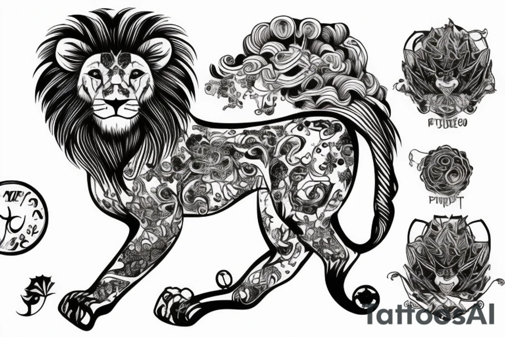 cyperpunk lion tattoo idea