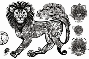 cyperpunk lion tattoo idea
