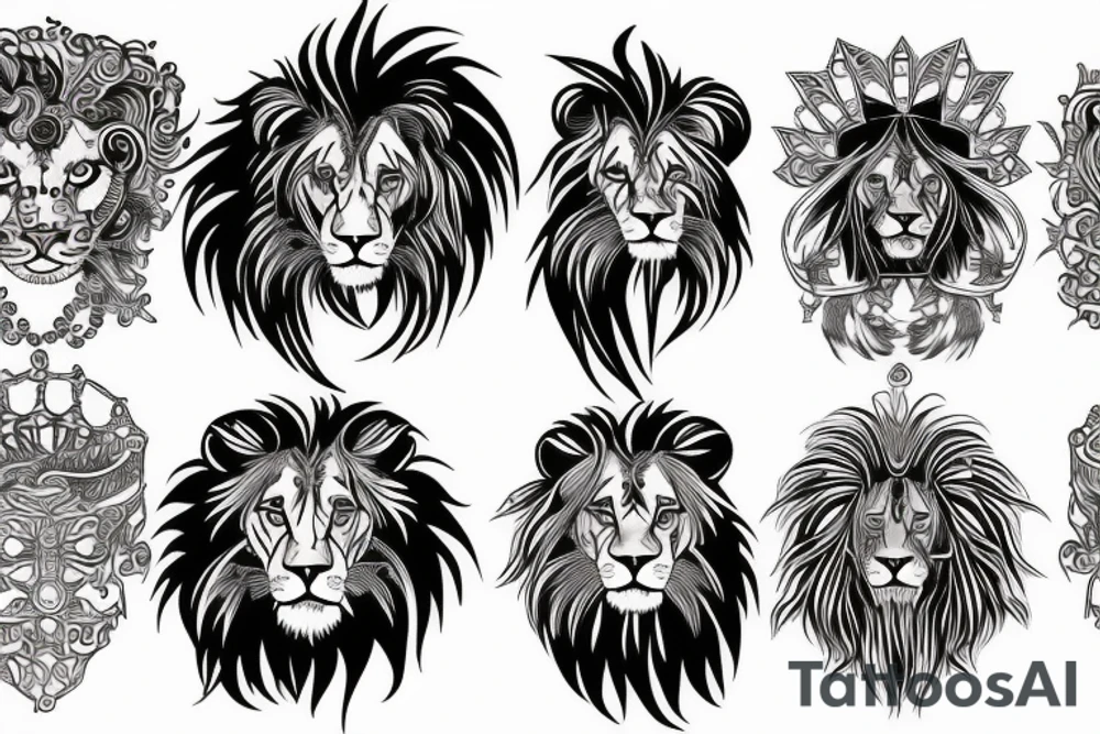 cyperpunk lion tattoo idea