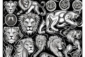 lion with lion technology elements tattoo idea