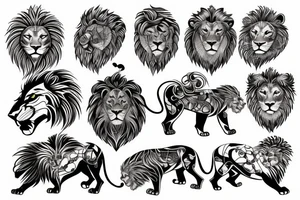 lion with lion technology elements tattoo idea