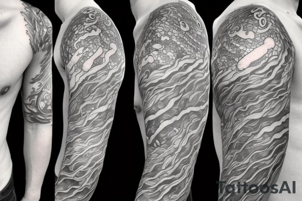 merman with trident tattoo idea