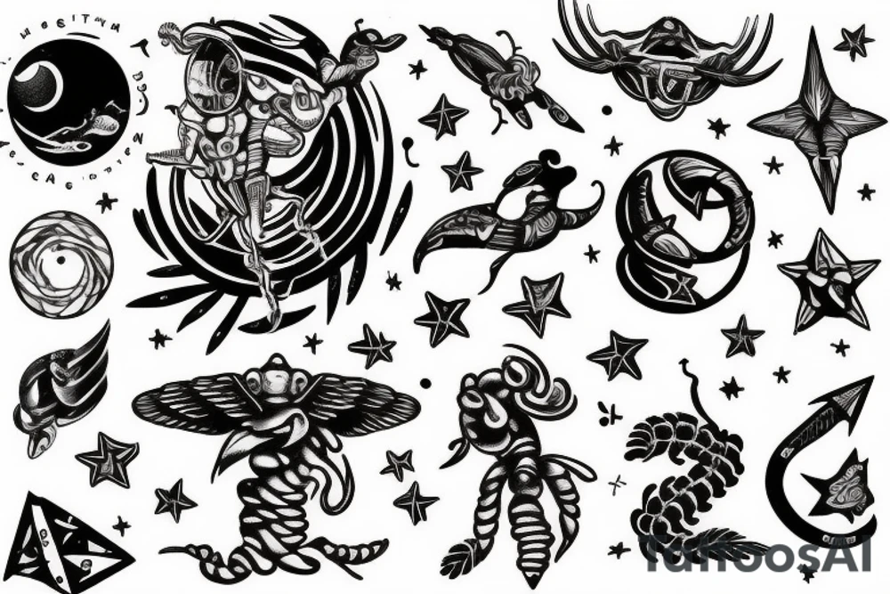 Astronaut among the scorpio constellation tattoo idea