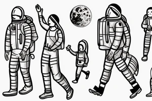 Father and Daughter walk on the moon tattoo idea