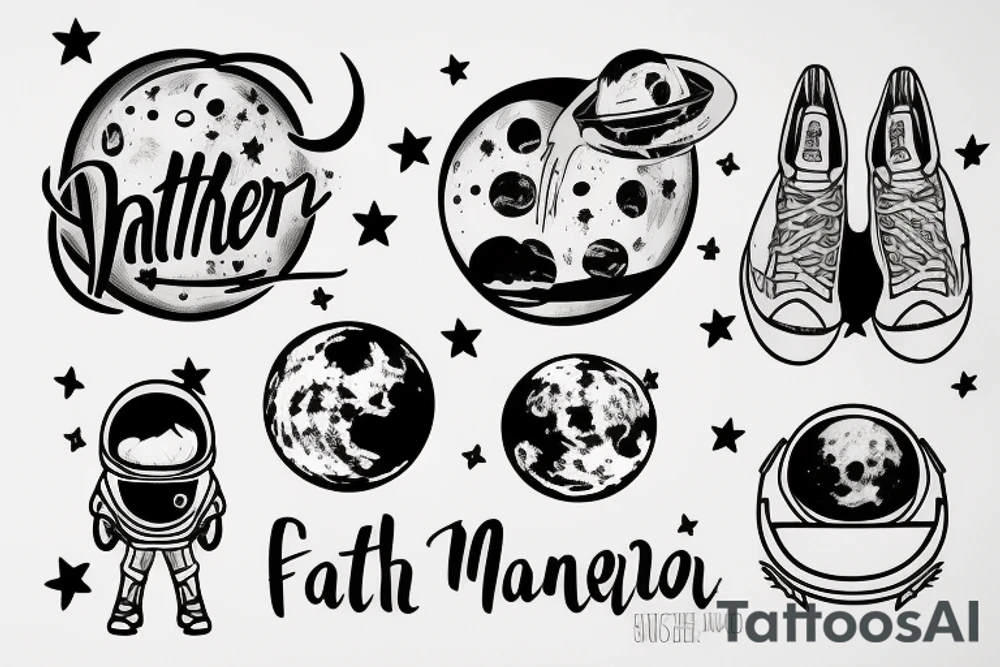 Father and Daughter walk on the moon tattoo idea