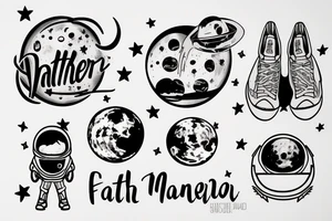 Father and Daughter walk on the moon tattoo idea
