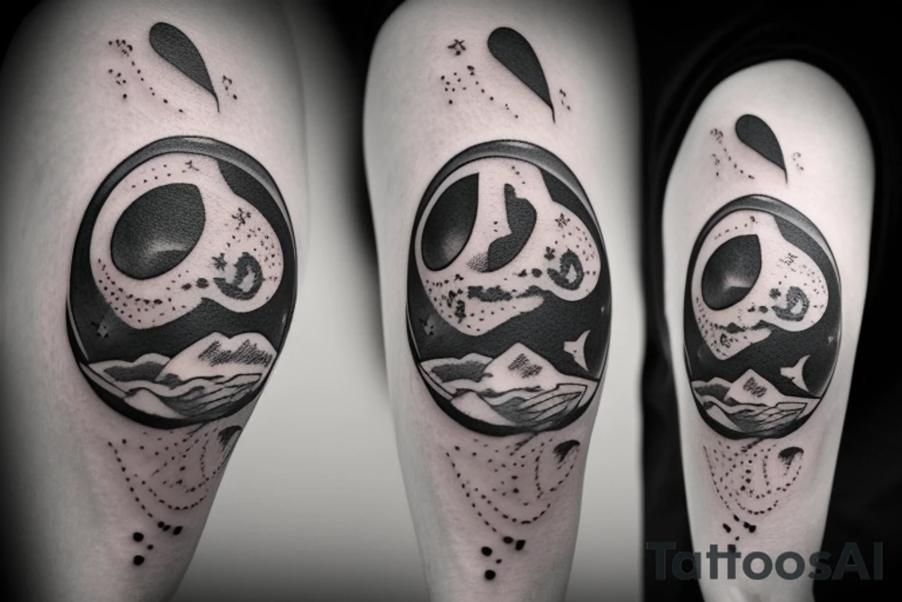 Father and Daughter walk on the moon tattoo idea