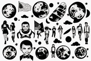 Father and Daughter walk on the moon tattoo idea