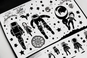 Father and Daughter walk on the moon tattoo idea
