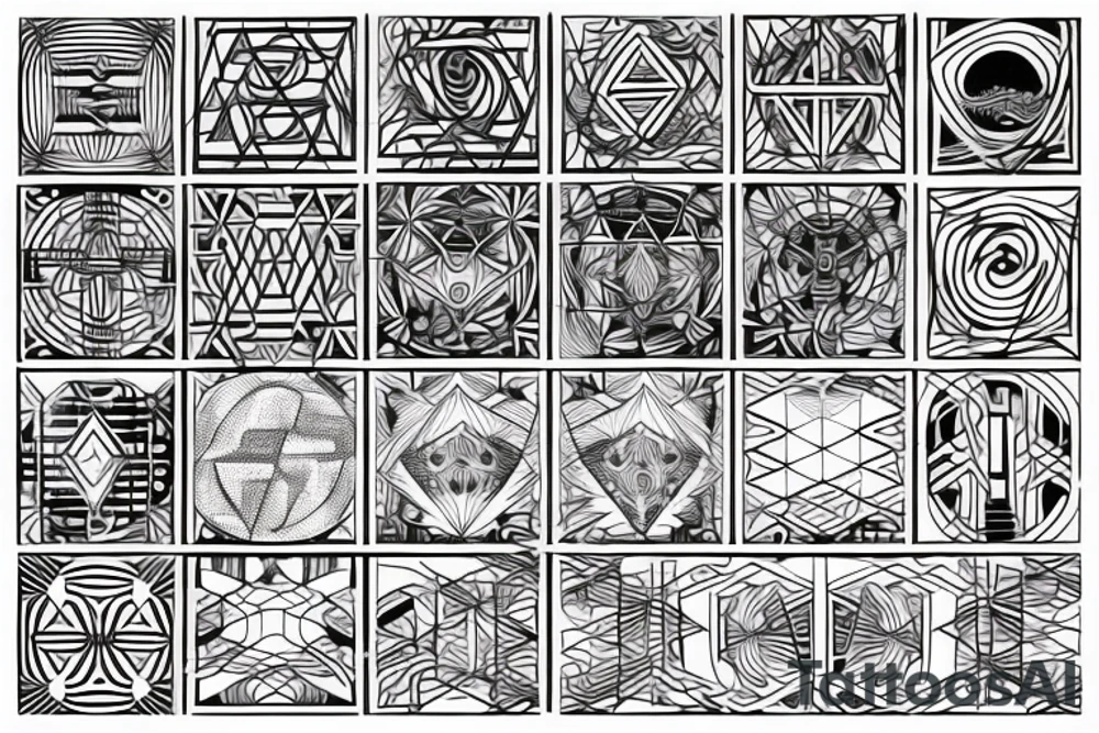 geometric nature pattern with circuits tattoo idea