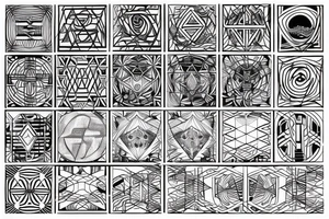 geometric nature pattern with circuits tattoo idea