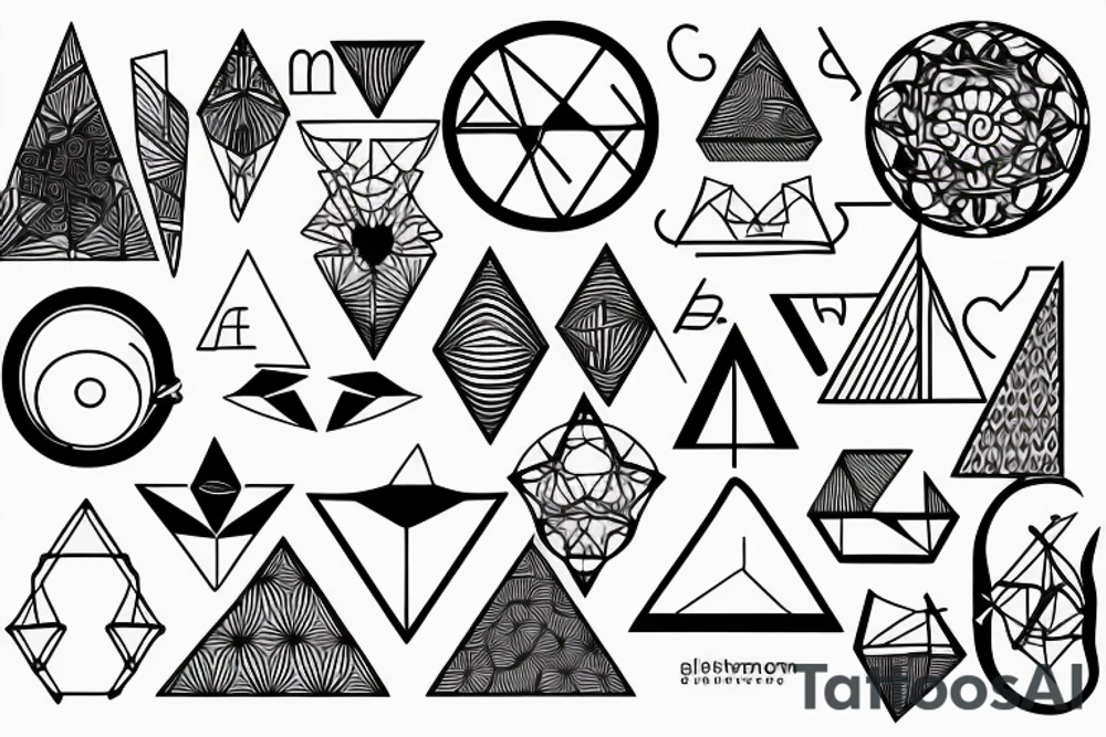 geometric nature pattern with circuits tattoo idea