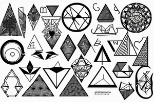 geometric nature pattern with circuits tattoo idea