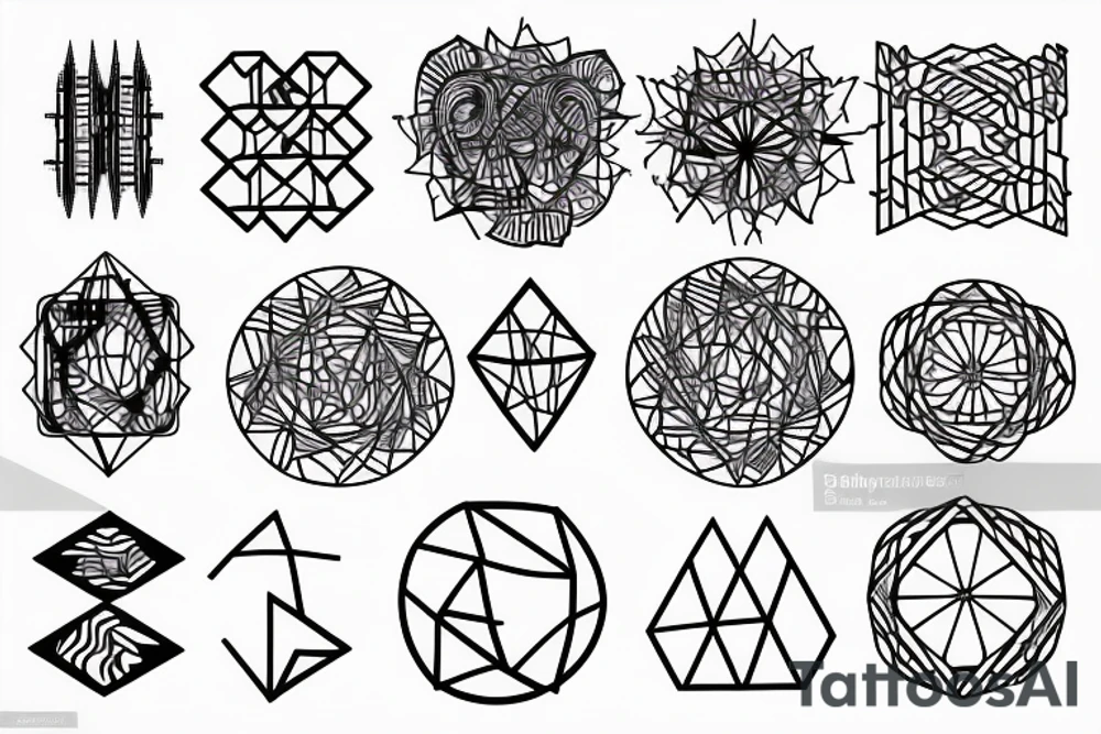 geometric nature pattern with circuits tattoo idea