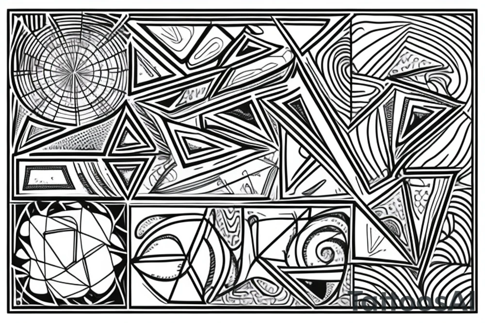 geometric nature pattern with circuits tattoo idea