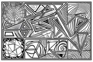 geometric nature pattern with circuits tattoo idea