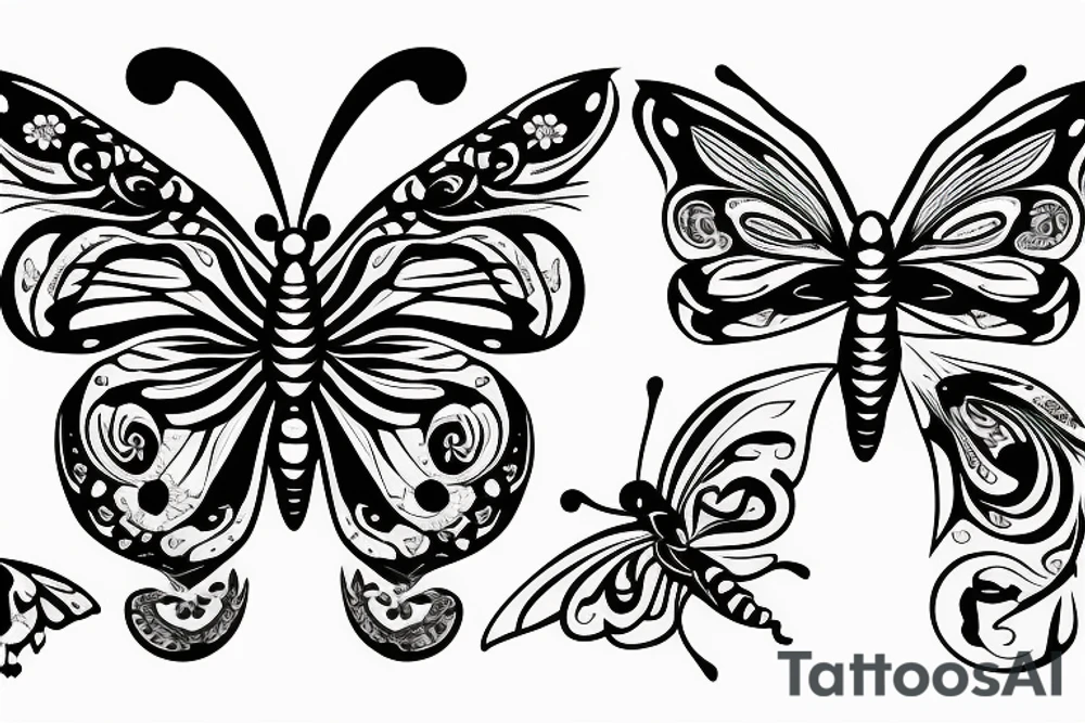 butterfly, half wing contains E, half wing contains N tattoo idea