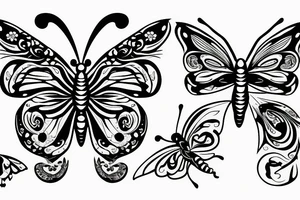 butterfly, half wing contains E, half wing contains N tattoo idea