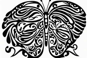 butterfly, half wing contains E, half wing contains N tattoo idea