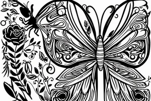 butterfly, half wing contains E, half wing contains N tattoo idea