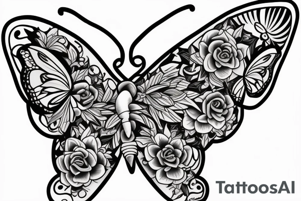 a butterfly where half is tattoed on one person and the other half is tattooed on another person tattoo idea