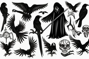grim reaper with crows tattoo idea