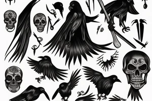 grim reaper with crows tattoo idea
