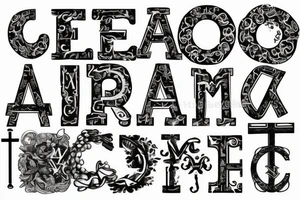 Cross with Roman letters tattoo idea