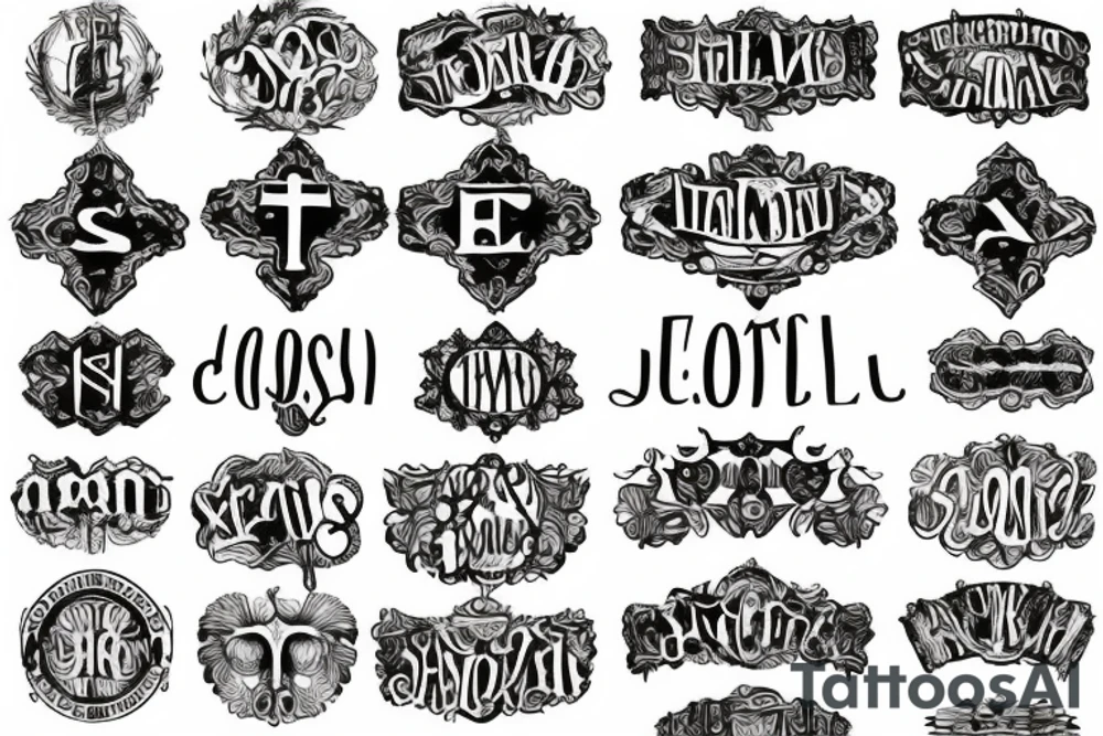 Cross with Roman letters tattoo idea