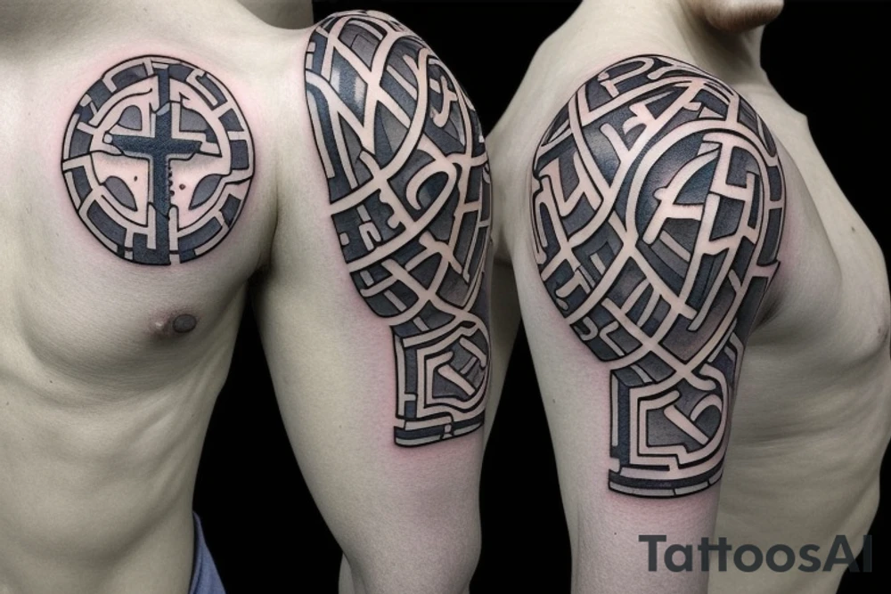 Cross with Roman letters tattoo idea