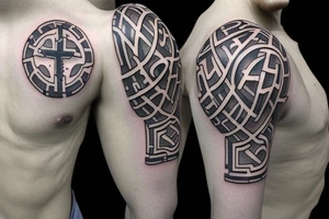 Cross with Roman letters tattoo idea