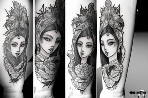 Neo traditional gothic girl tattoo idea